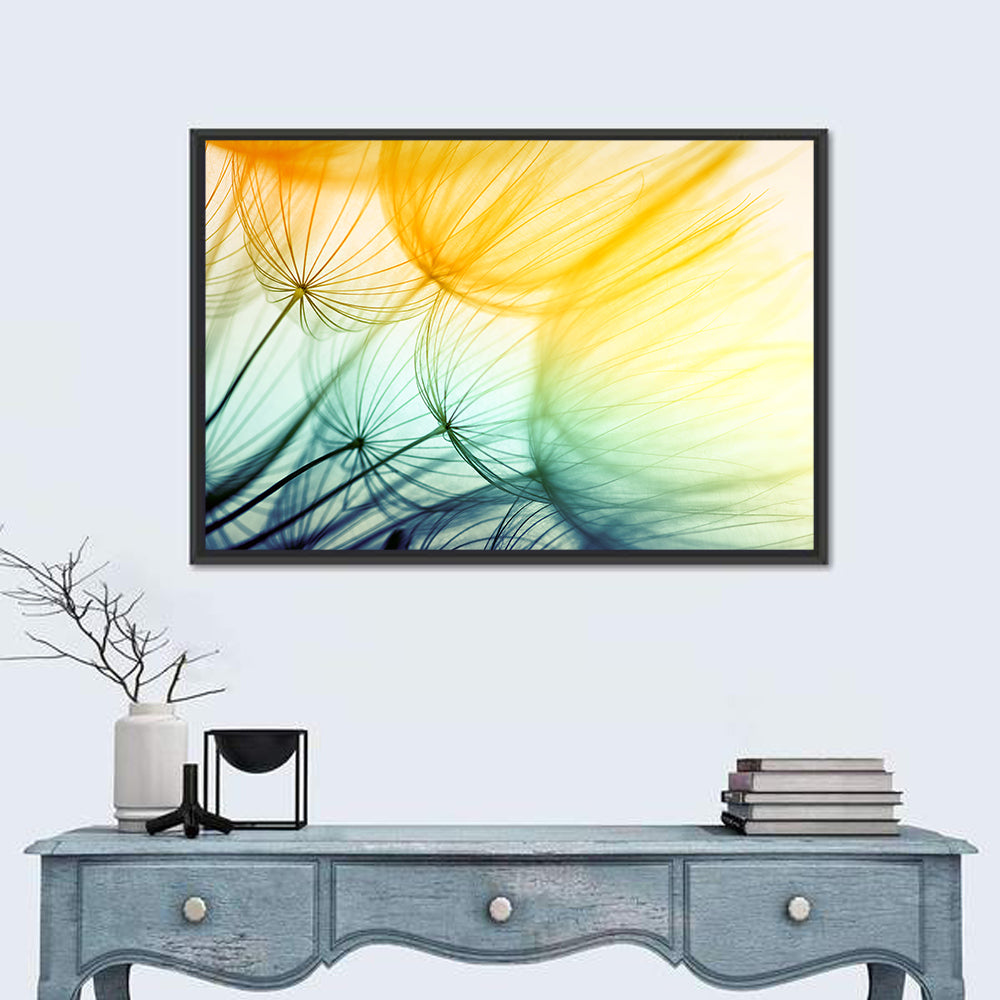 Sunlit Dandelion Seed Macro Wall Art