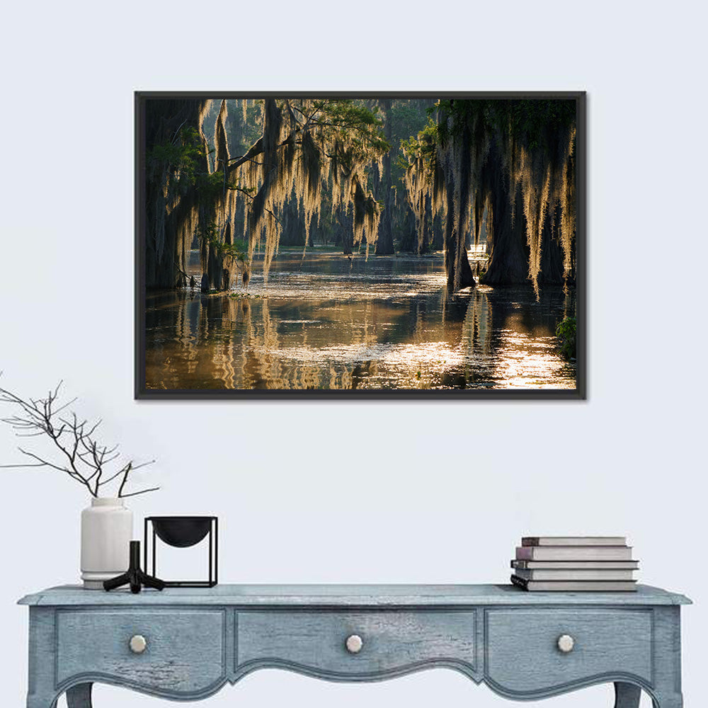 Spanish Moss in Louisiana Bayou Wall Art in a room, landscape