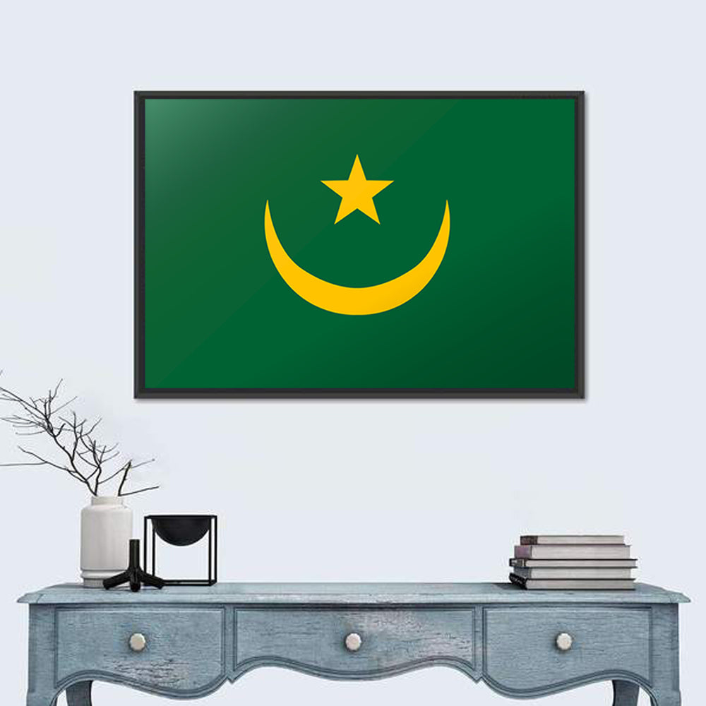 Flag of Mauritania Wall Art in a room, landscape