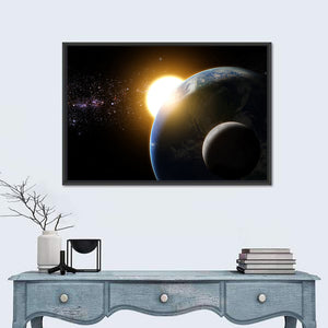 Sunrise To Earth & Moon Wall Art