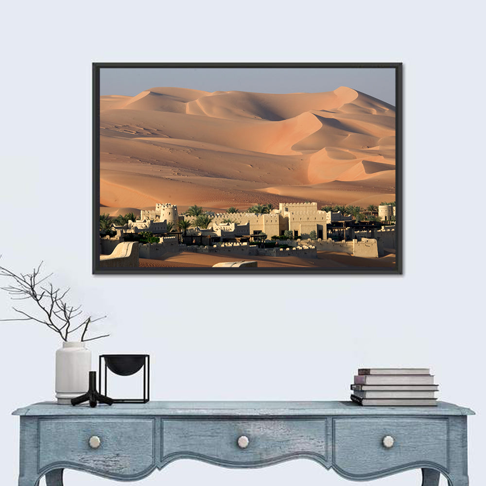 Abu Dhabi Desert Dunes Wall Art in a room, landscape