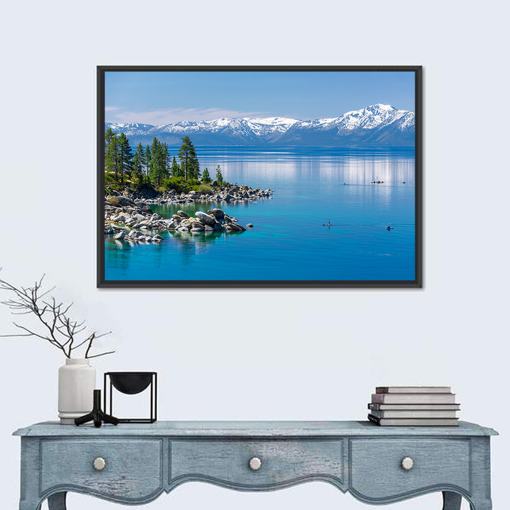 Lake Tahoe Shoreline View Wall Art in a room, landscape