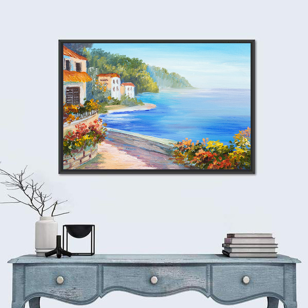 Rest Houses by the Sea Wall Art in a room, landscape