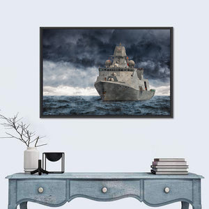 Military Ship On Sea Wall Art