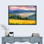 Sunrise Mist Over Mountain Meadow Wall Art