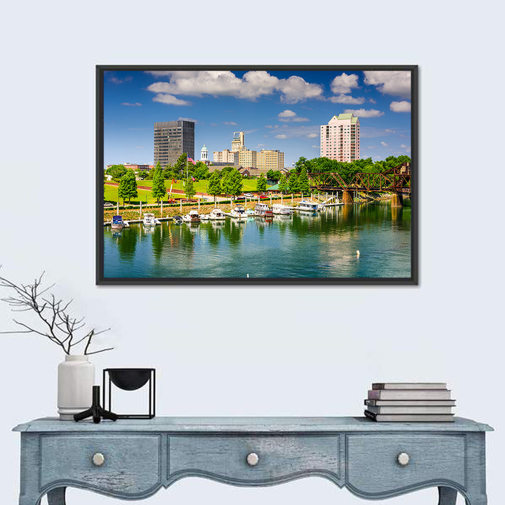 Augusta Canal Skyline Wall Art in a room, landscape