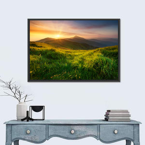 Mountain Valley During Sunrise Wall Art