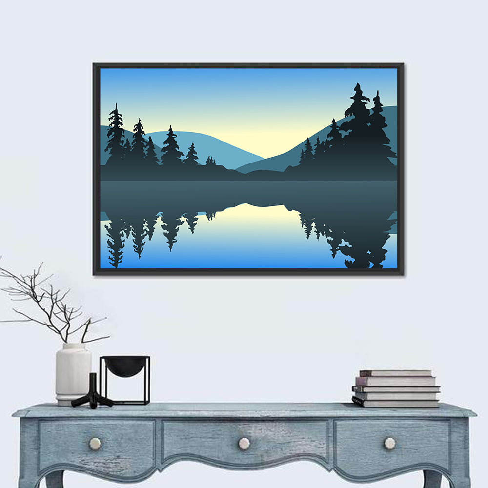 Calm Blue Lake Reflection Wall Art