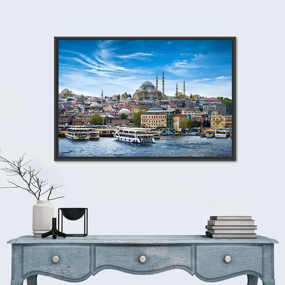Istanbul Skyline with Suleymaniye Mosque Wall Art in a room, landscape