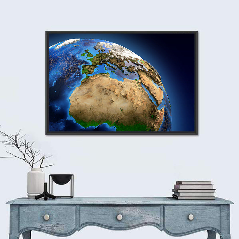 Detailed Earth from Space Wall Art in a room, landscape