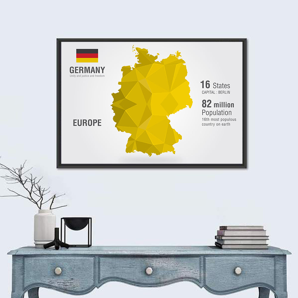 Germany Geometric Map Wall Art