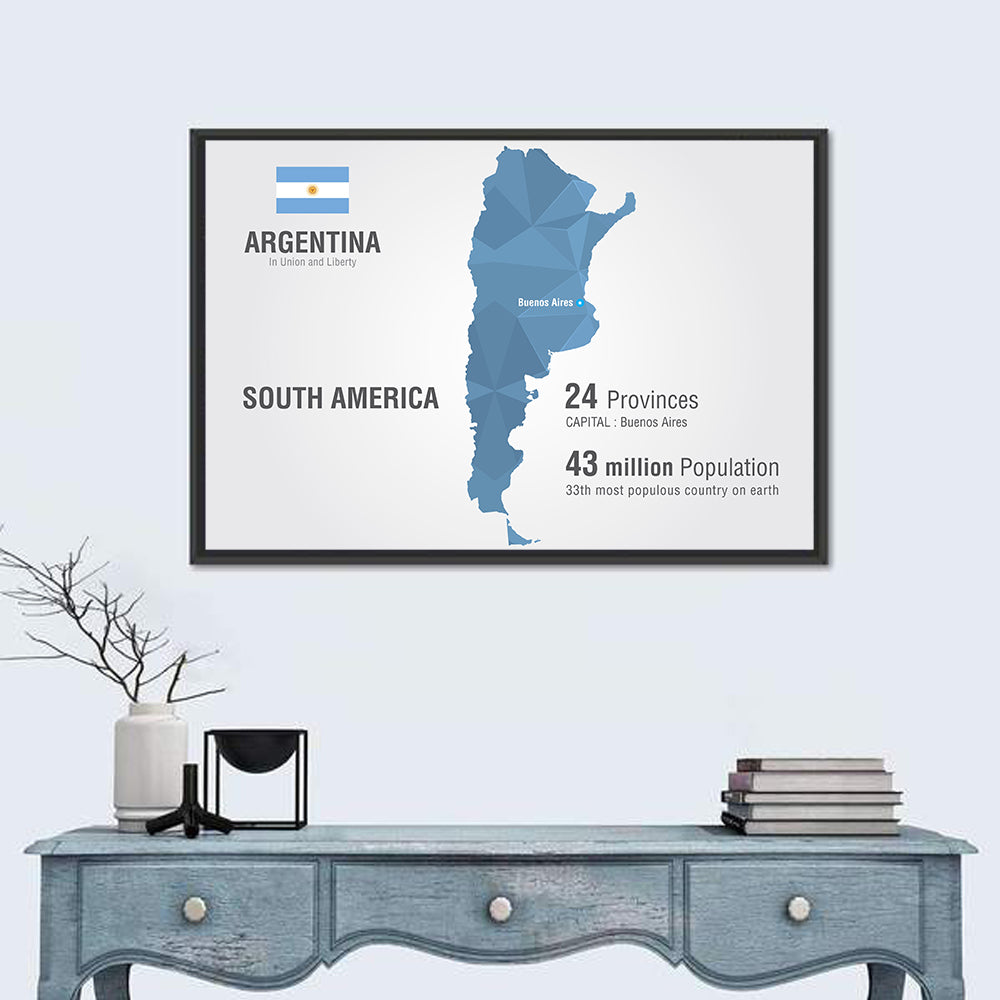 Argentina Infographic Map Wall Art