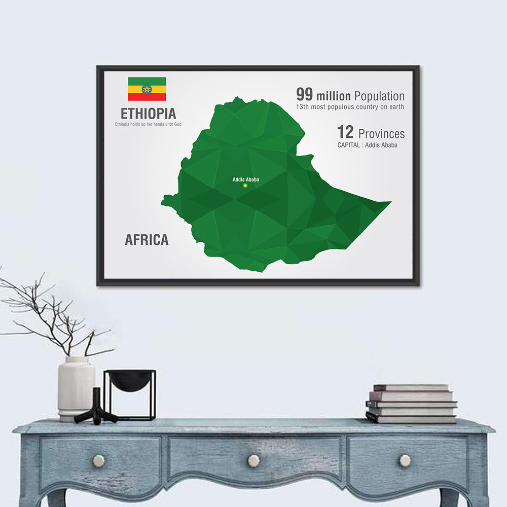 Ethiopia Low-poly Map Wall Art