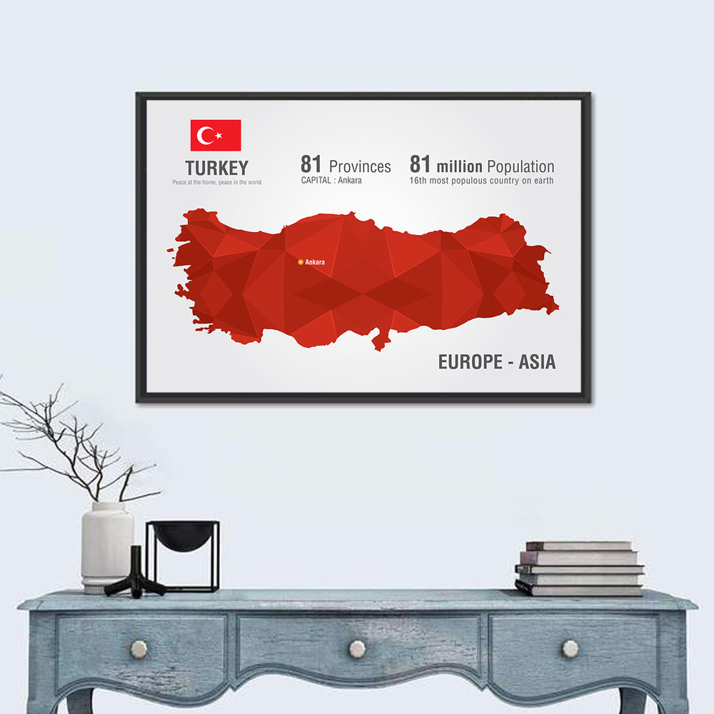 Turkey Map Infographic Wall Art