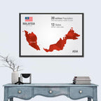 Malaysia Geometric Map Wall Art