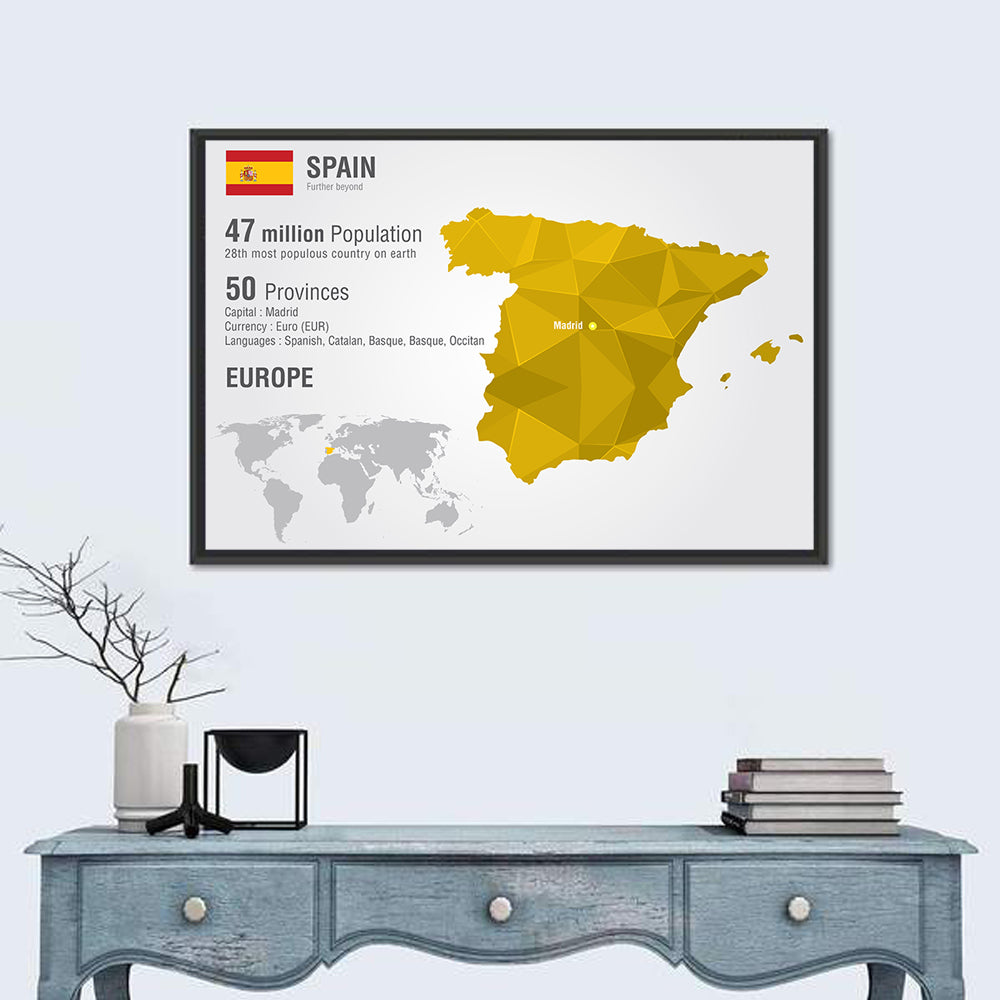 Geometric Spain Map Infographic Wall Art