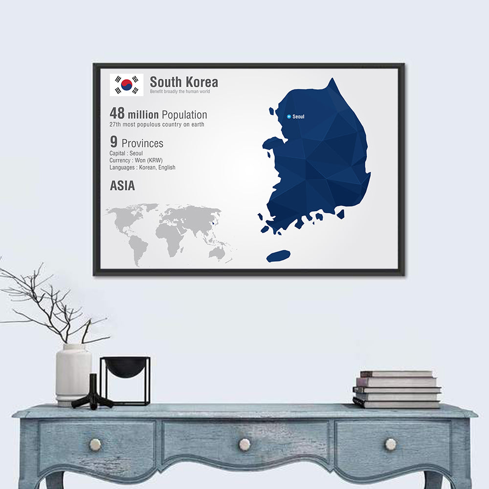 South Korea Infographic Map Wall Art