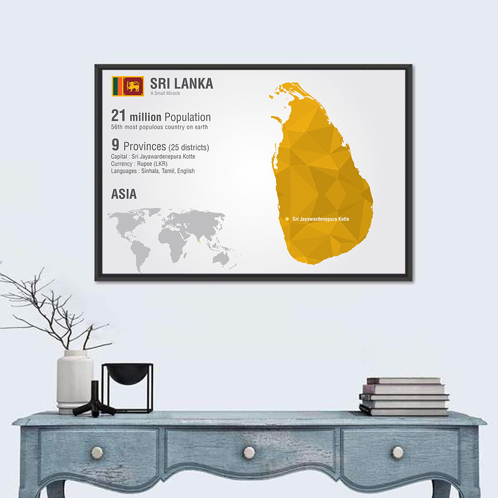 Sri Lanka Geometric Map Infographic Wall Art