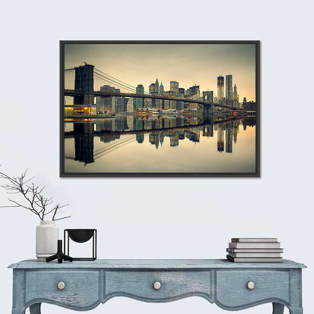 Brooklyn Bridge at Dusk, Manhattan Skyline Wall Art