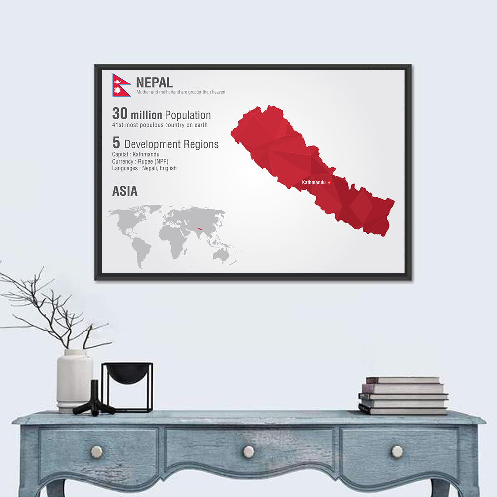 Polygonal Map of Nepal Wall Art