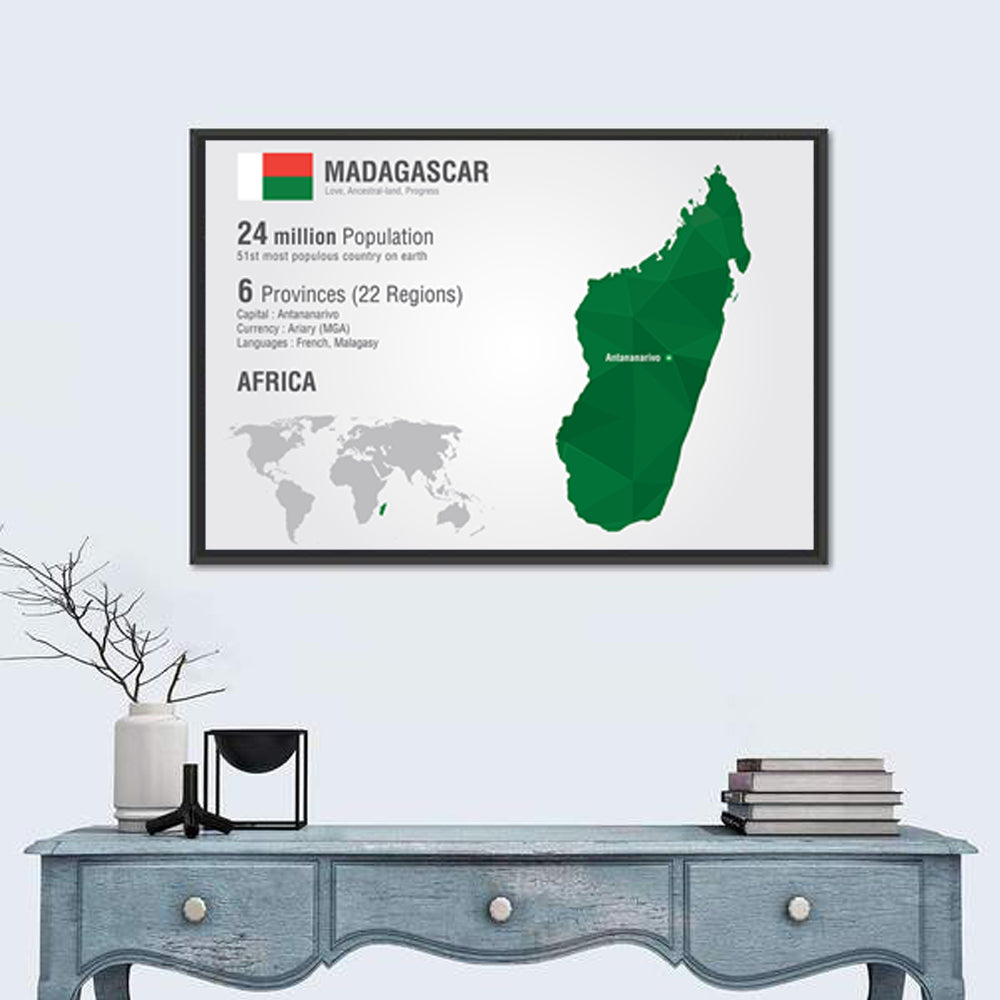 Madagascar Geometric Map Wall Art