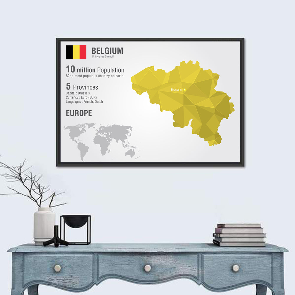 Belgium Geometric Map Wall Art