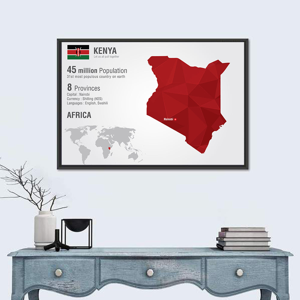 Geometric Map of Kenya Wall Art