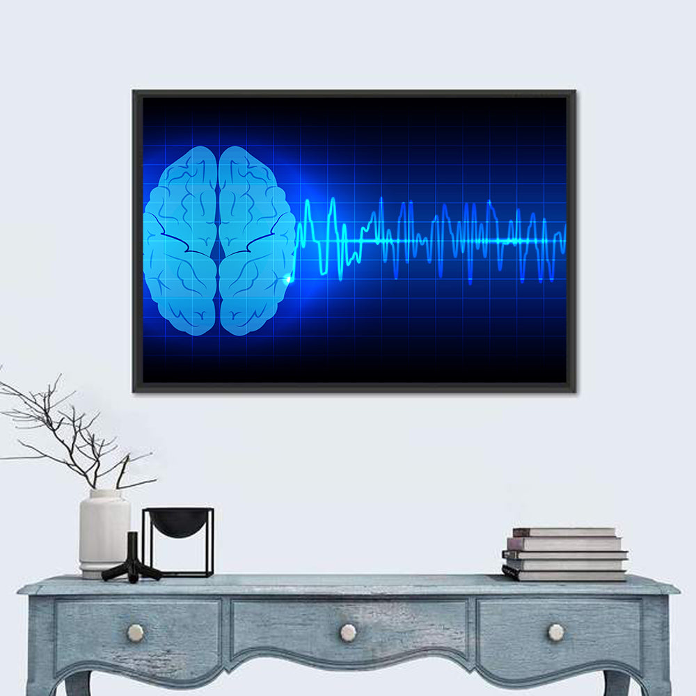 Glowing Brain Wave Visualization Wall Art