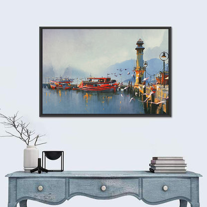 Fishing Boat In Harbor Wall Art