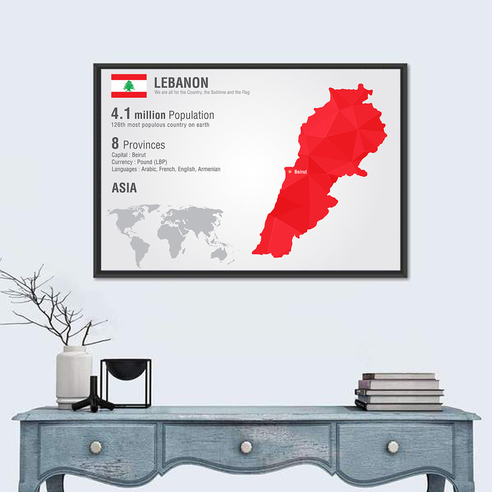 Lebanon Geometric Map Wall Art