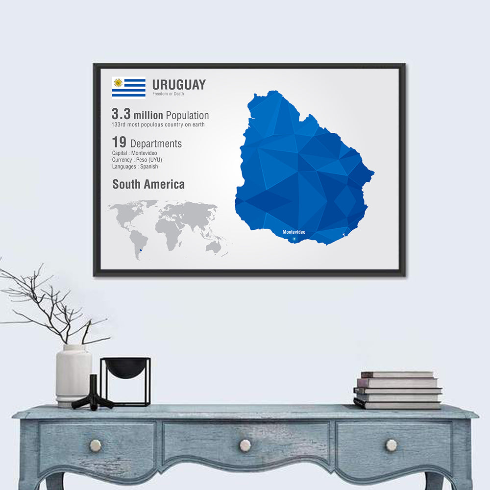 Uruguay Geometric Map Wall Art