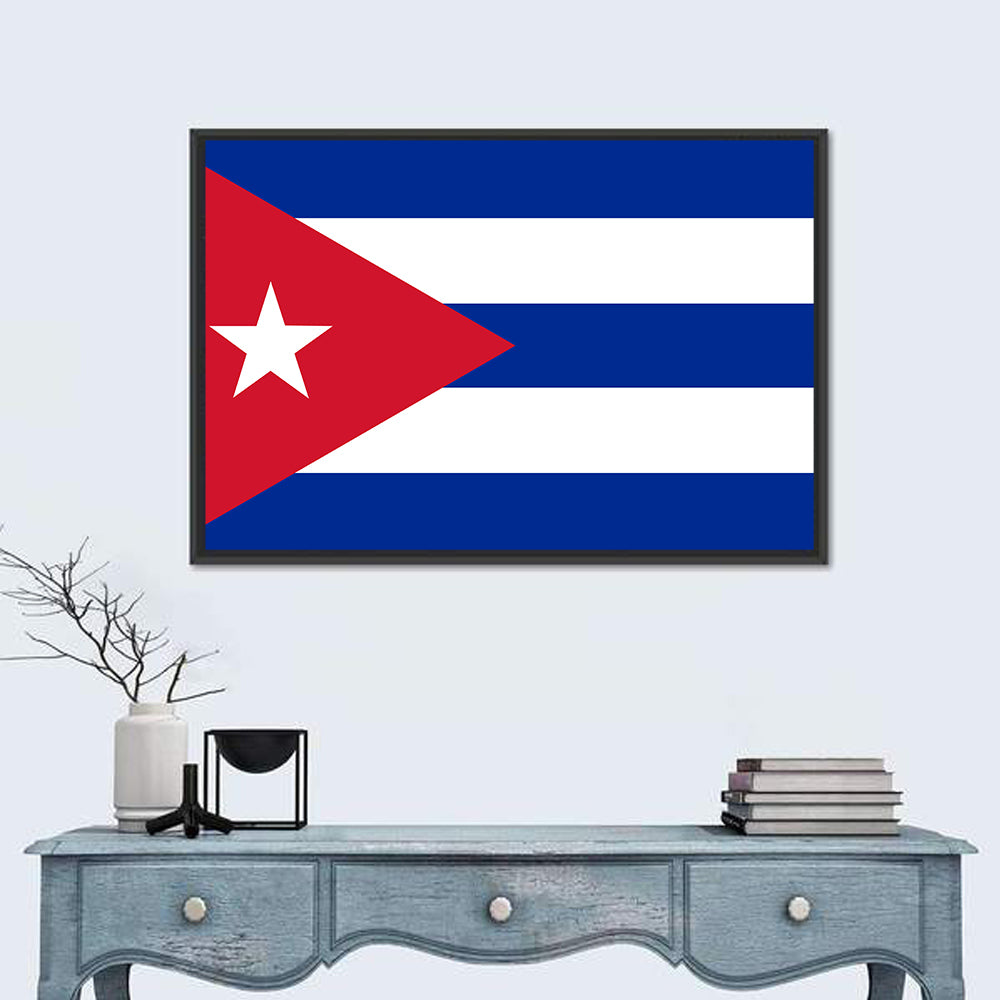 Cuban National Flag Wall Art in a room, landscape