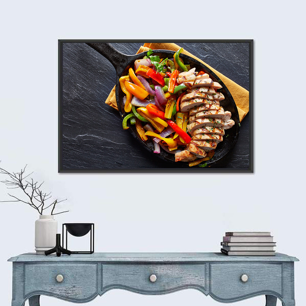 Mexican Grilled Chicken Fajitas Wall Art in a room, landscape