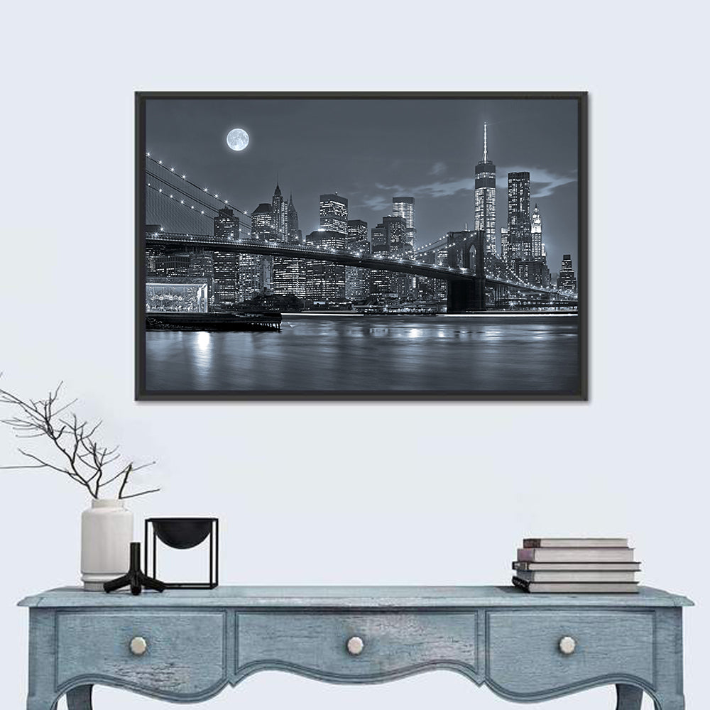 Brooklyn Bridge Night Skyline Wall Art