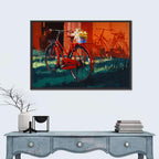 Vintage Bicycle with Floral Basket Wall Art