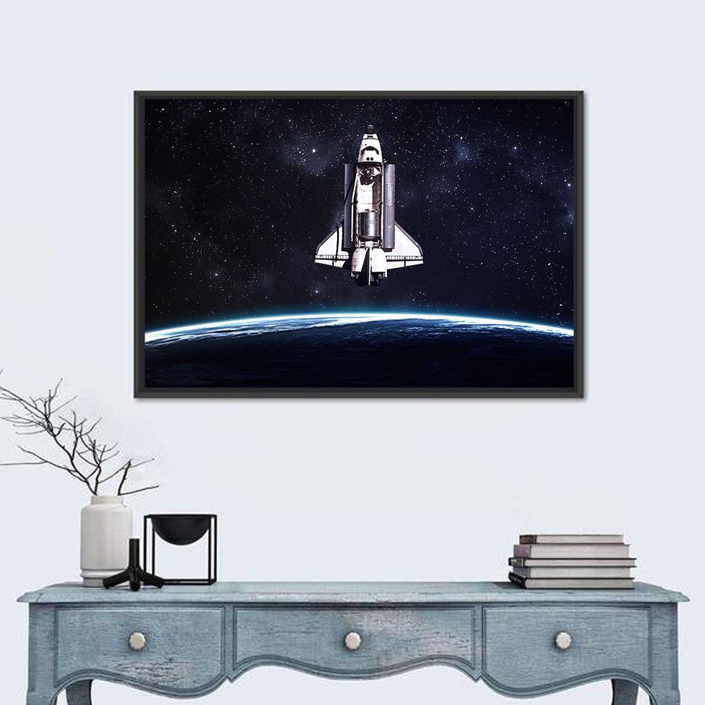Space Shuttle Over Curved Earth Wall Art