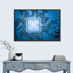 Blue Circuit Board Close-up Wall Art