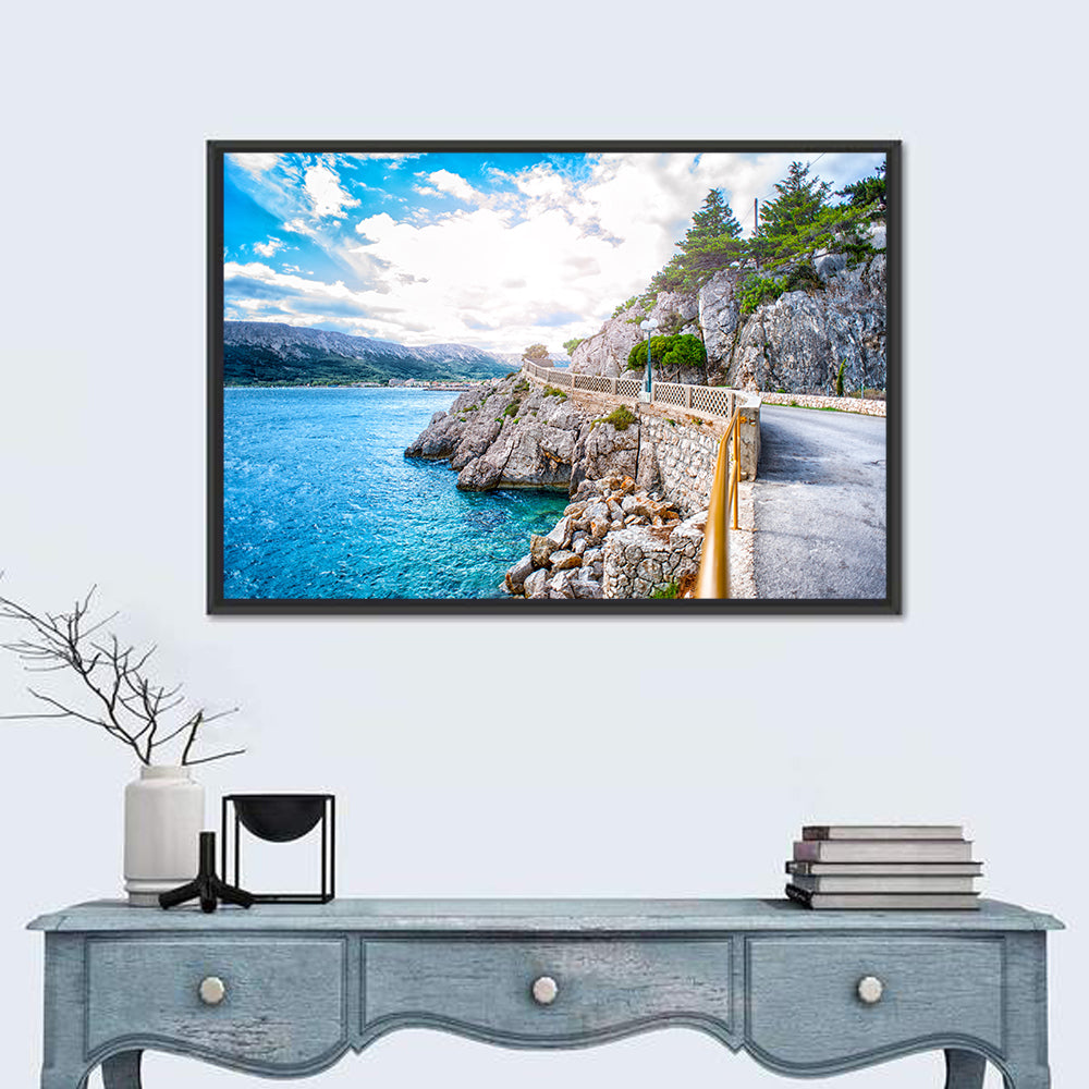 Adriatic Coastal Road Wall Art in a room, landscape