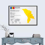 Moldova Low-poly Map Infographic Wall Art