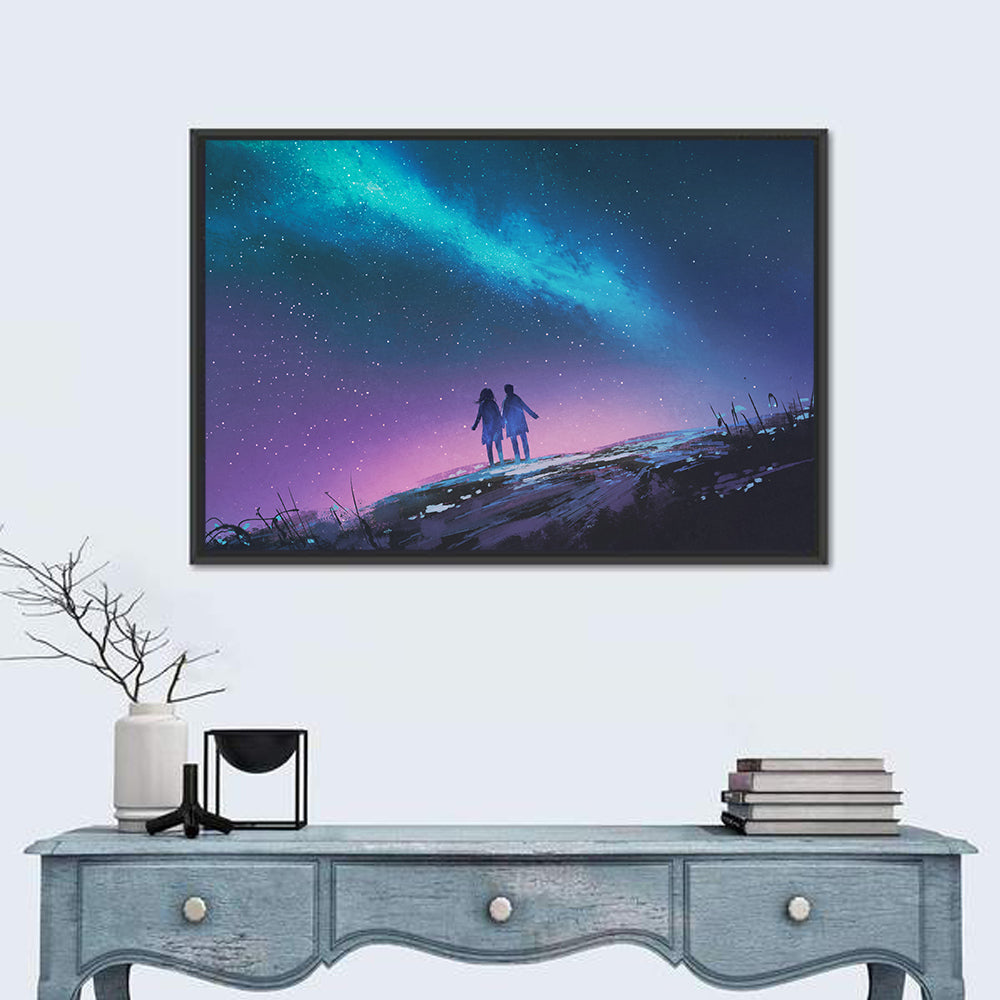Milky Way Nightscape with Silhouetted Couple Wall Art