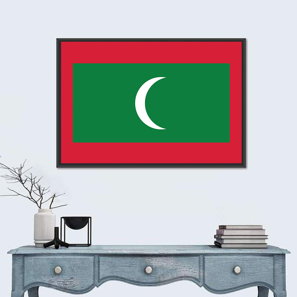 Maldives Flag Wall Art in a room, landscape