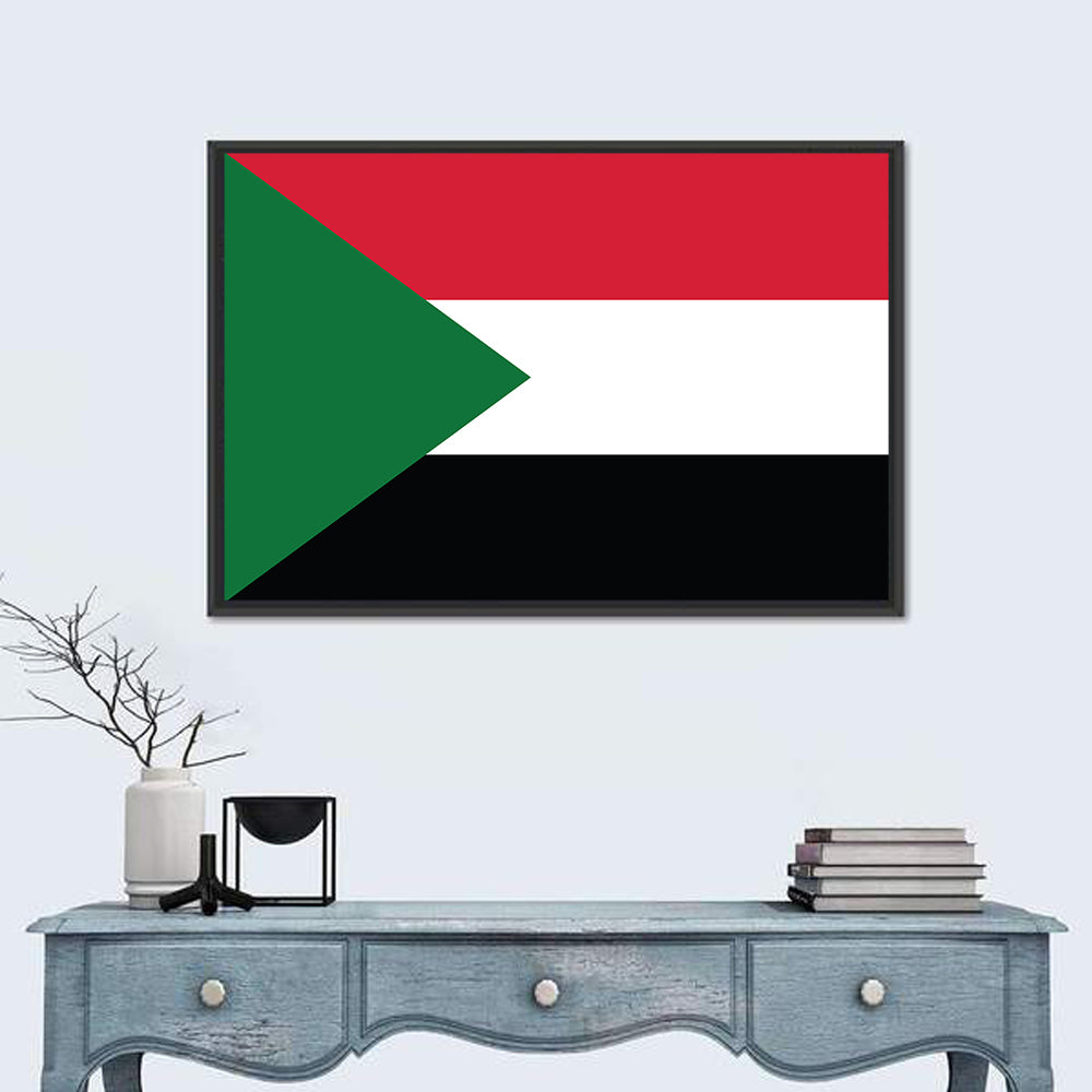 Sudan National Flag Wall Art in a room, landscape