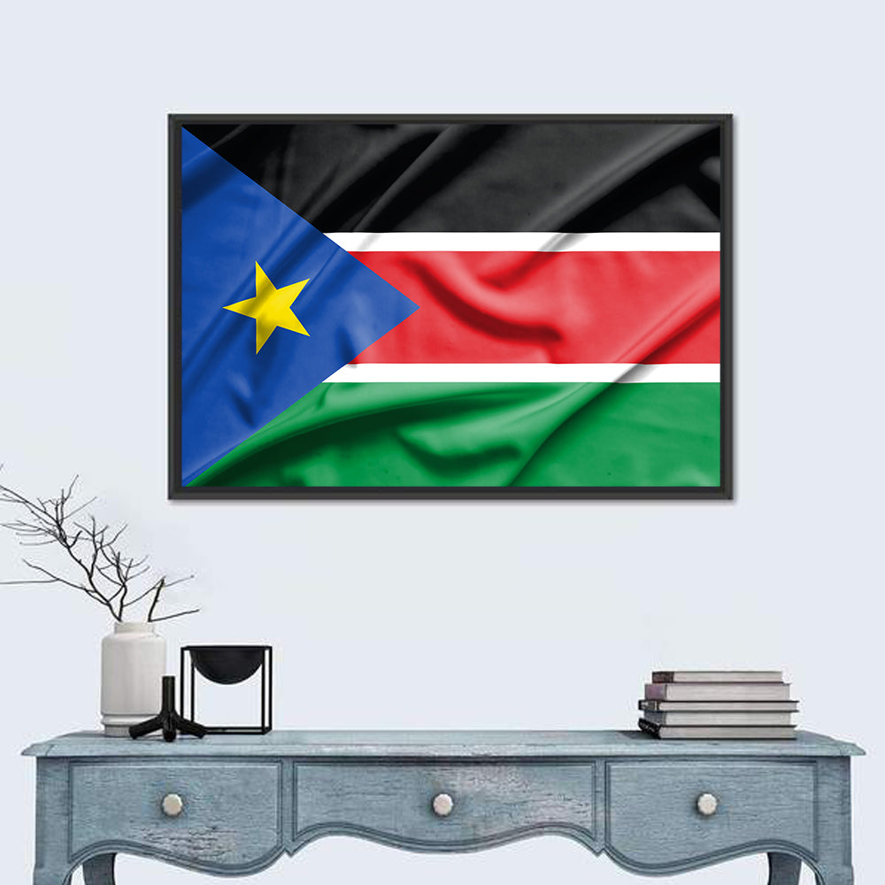 South Sudan Flag Wall Art in a room, landscape