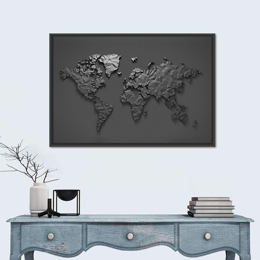 Low-poly World Map Wall Art