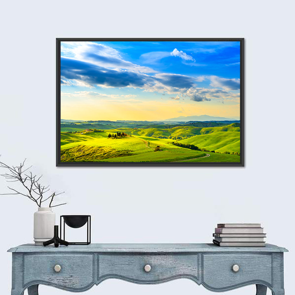 Cypress Farmhouse at Golden Hour Wall Art