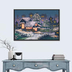 Christmas Night Village Scene Wall Art