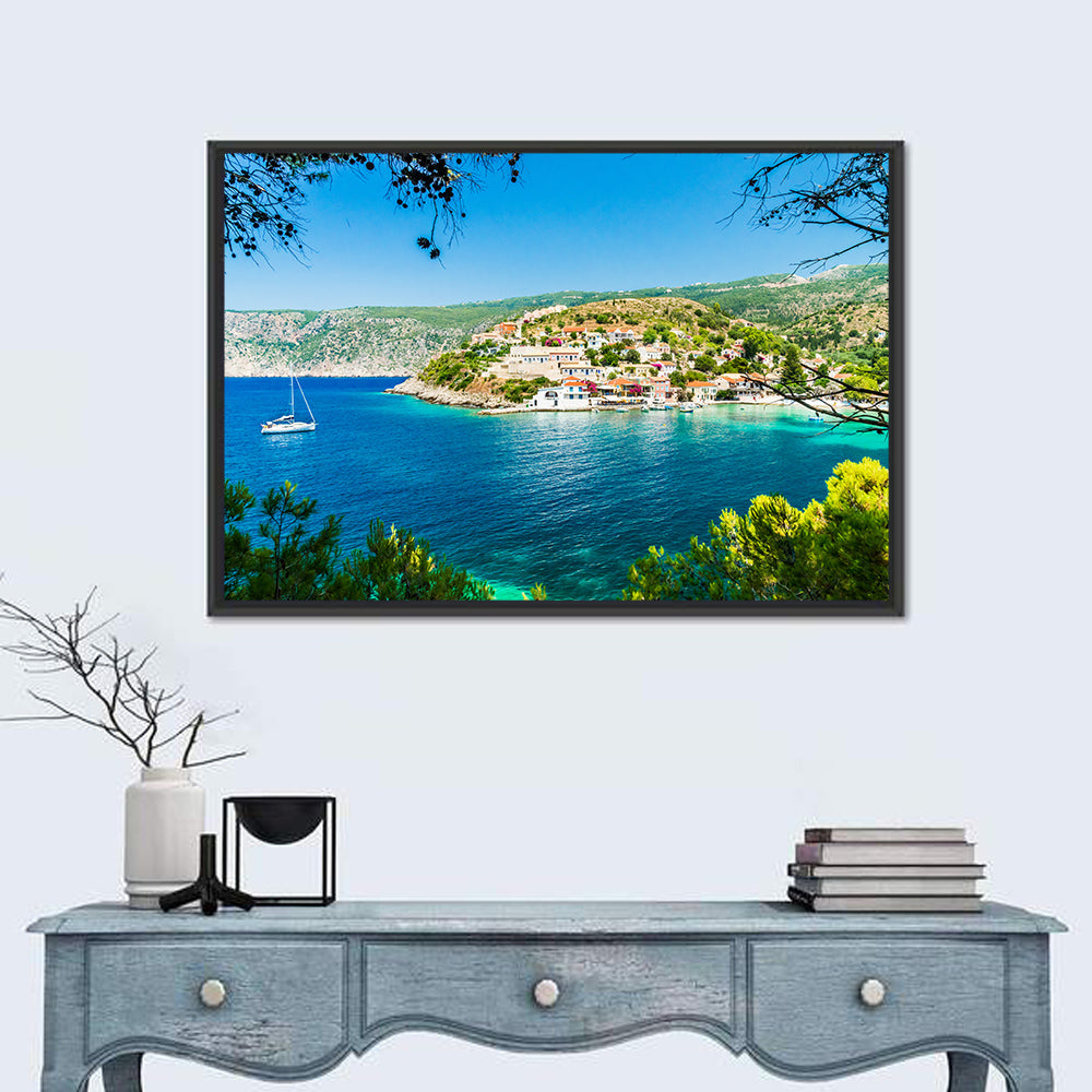 Assos Village, Kefalonia Bay Wall Art in a room, landscape