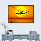 Airplane Silhouette at Sunset Wall Art