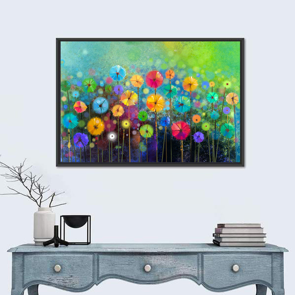 Stylized Flower Meadow Watercolor Wall Art