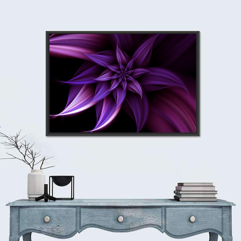 Elegant Purple Spiral Blossom Wall Art in a room, landscape